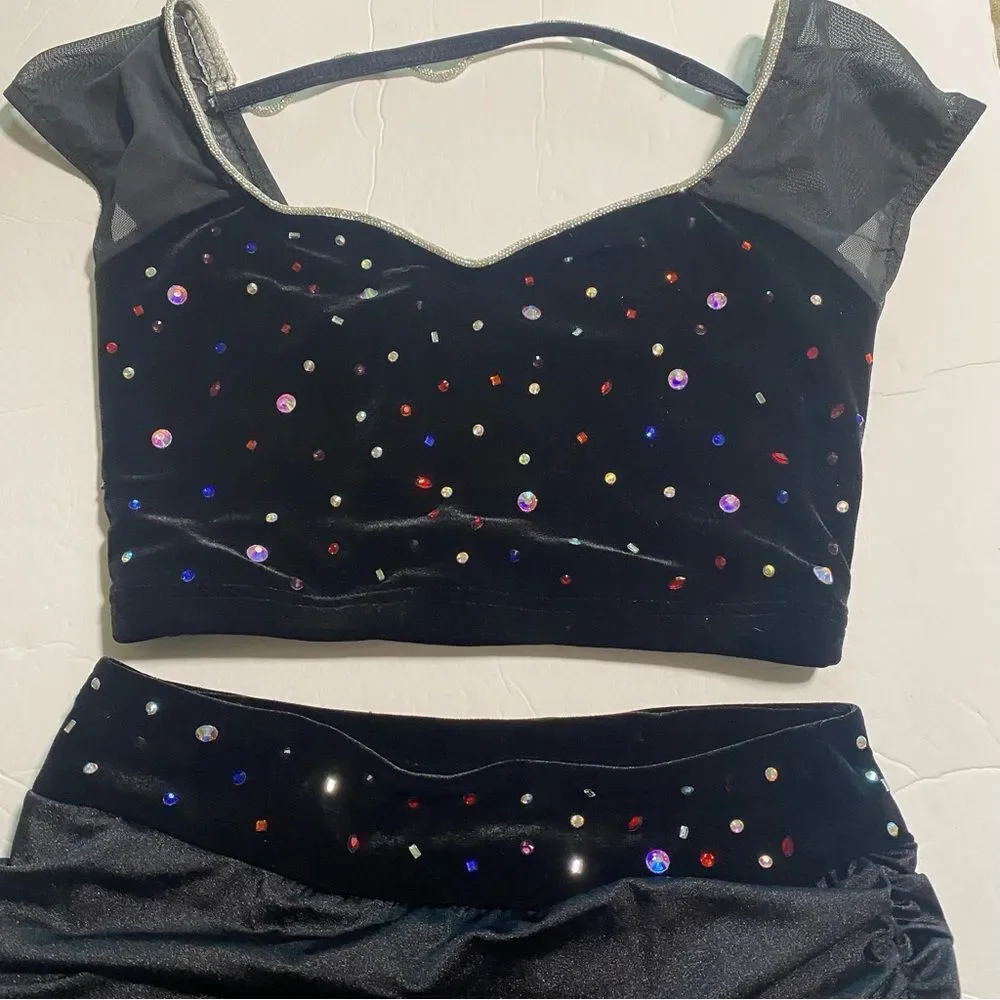 Weissman Elite dance costume 2 piece black Velvet Who Owns My Heart 17834 SA